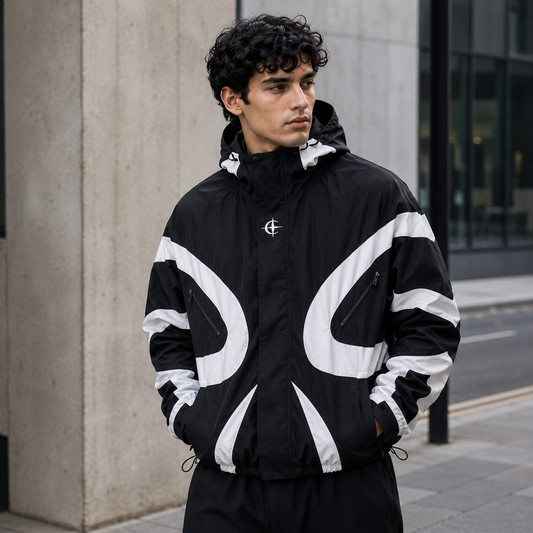 Hooded Panelled Windbreaker — Streetwear Techwear Jacket